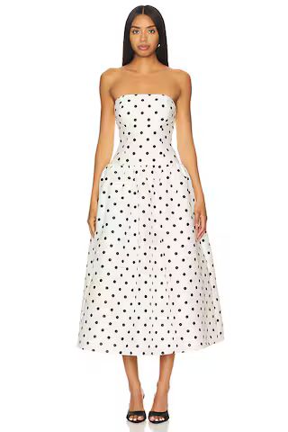 self-portrait Polka Dot Midi Dress in Cream from Revolve.com | Revolve Clothing (Global)