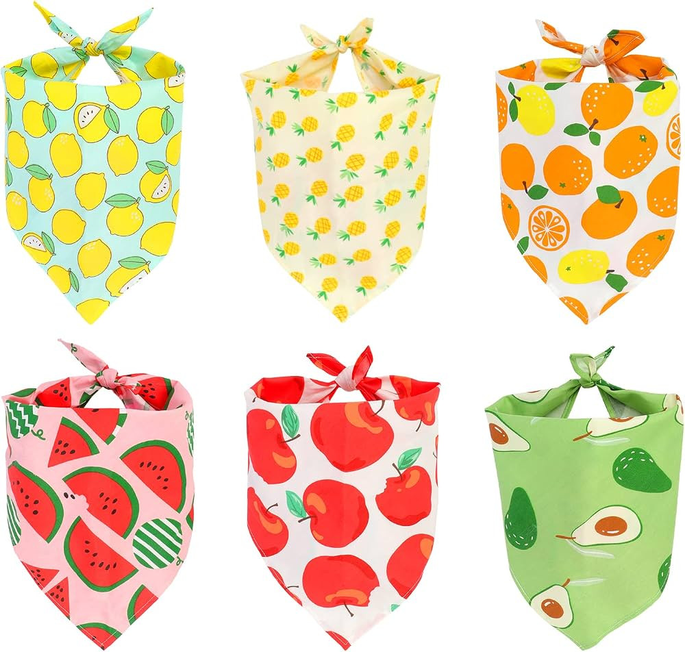 Dog Bandanas, VIPITH 6 Pack Spring Summer Hawaii Fruit Pattern Dog Bandana Dog Scarf Bibs Kerchie... | Amazon (US)