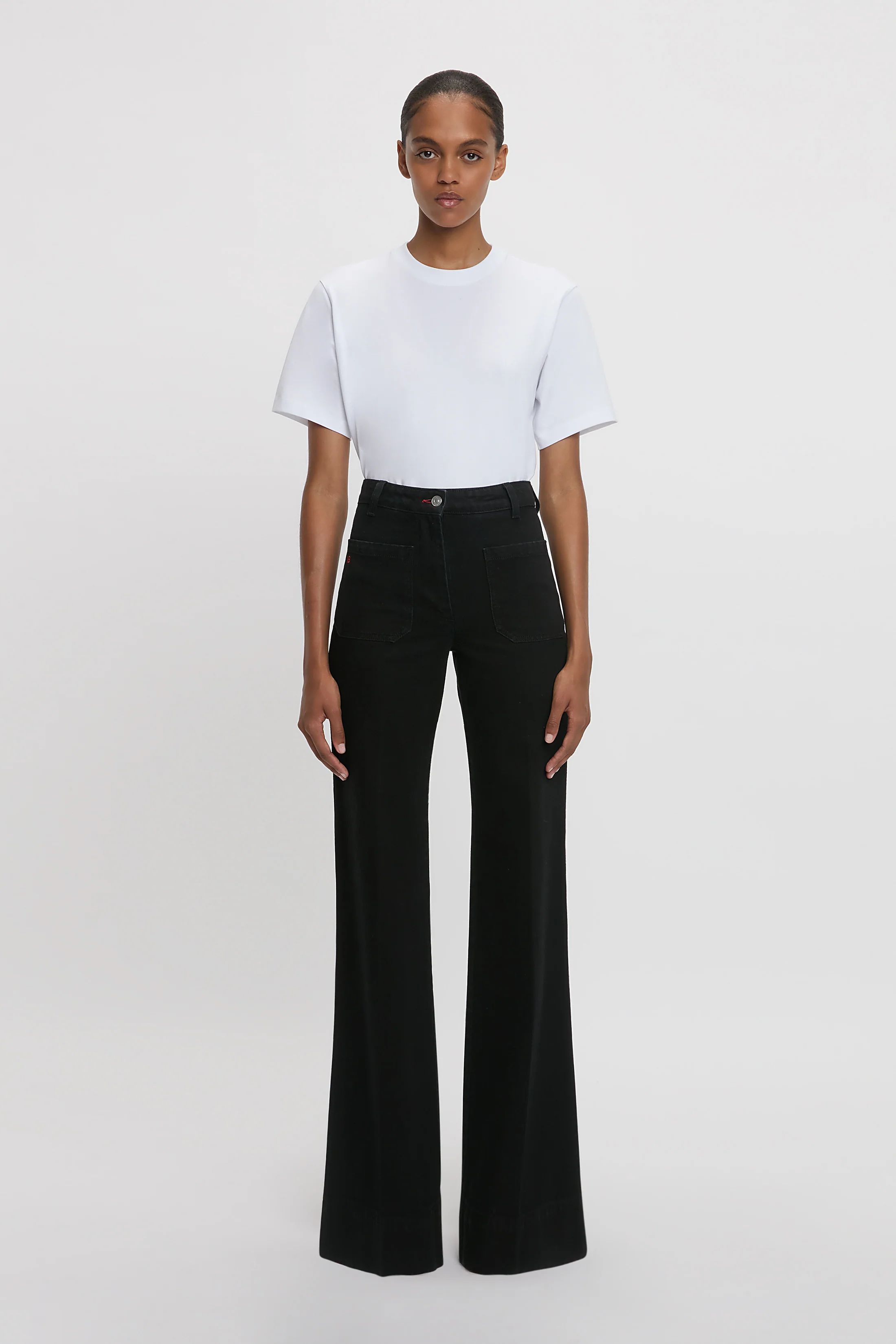 Exclusive Alina High Waisted Stretch Jean In Washed Black | Victoria Beckham UK