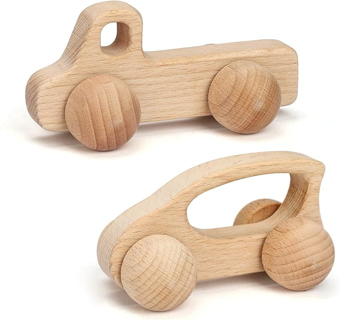 TOY Life Wooden Toys Cars, Montessori Toys for Babies 0-6-12 Months, Rattle Toy Cars for Toddlers... | Amazon (US)