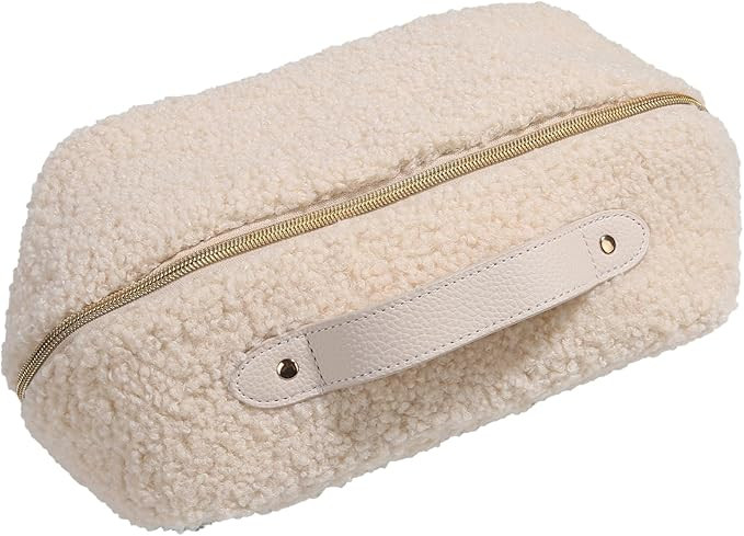 Vellichor Makeup Bag - Large Capacity Travel Cosmetic Bag, Travel Toiletry Bag Cute Plush Makeup ... | Amazon (US)