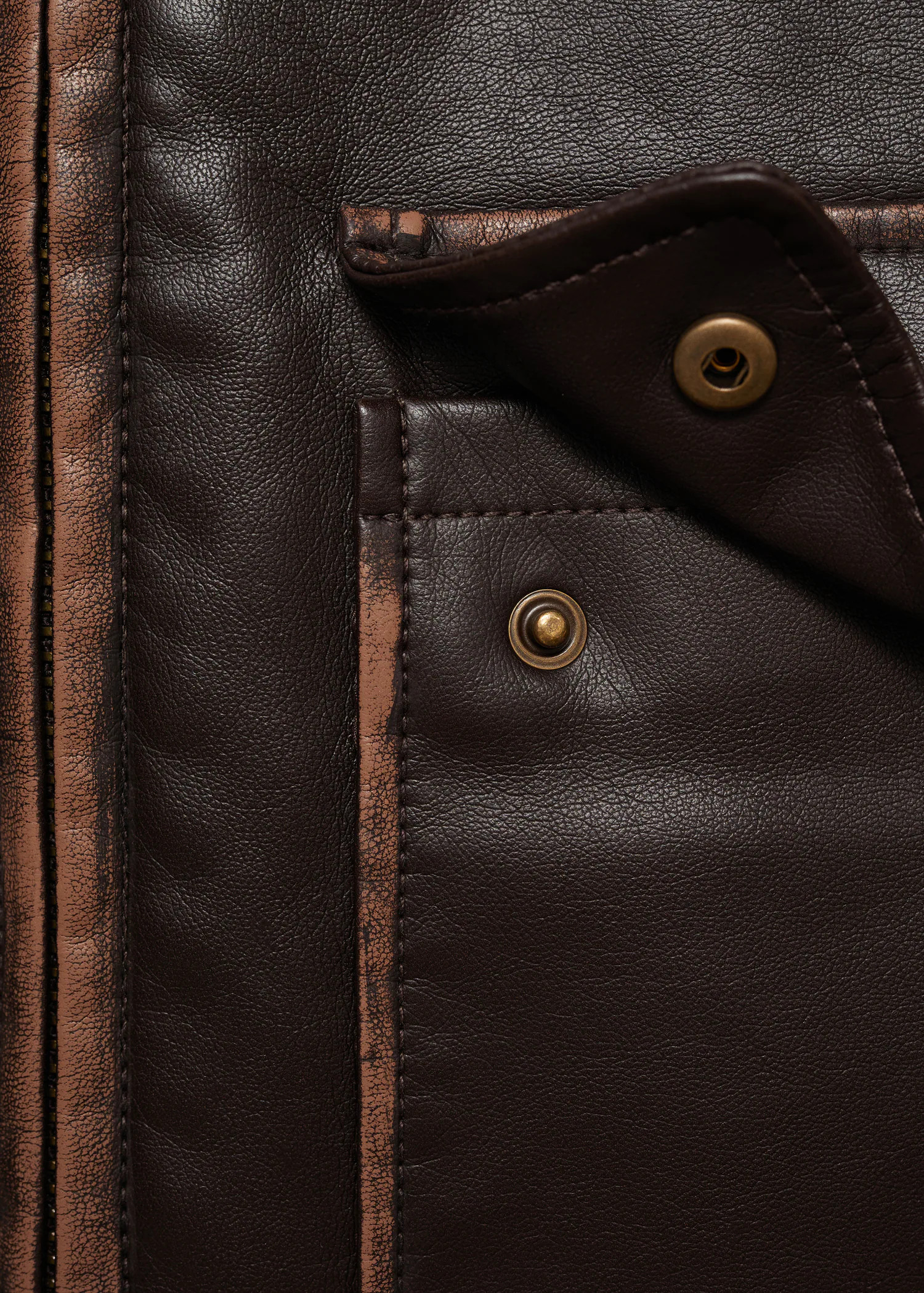 Leather-effect jacket with contrast stitching | MANGO (US)