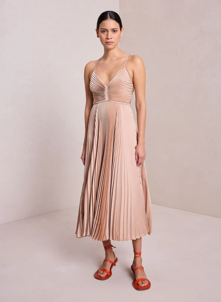 Gemini Satin Pleated Dress | A.L.C