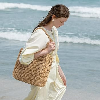 Straw Purses for Women 2025, Large Beach Bag Summer Beach Tote Hand Woven Purse Shoulder Handbags... | Amazon (US)