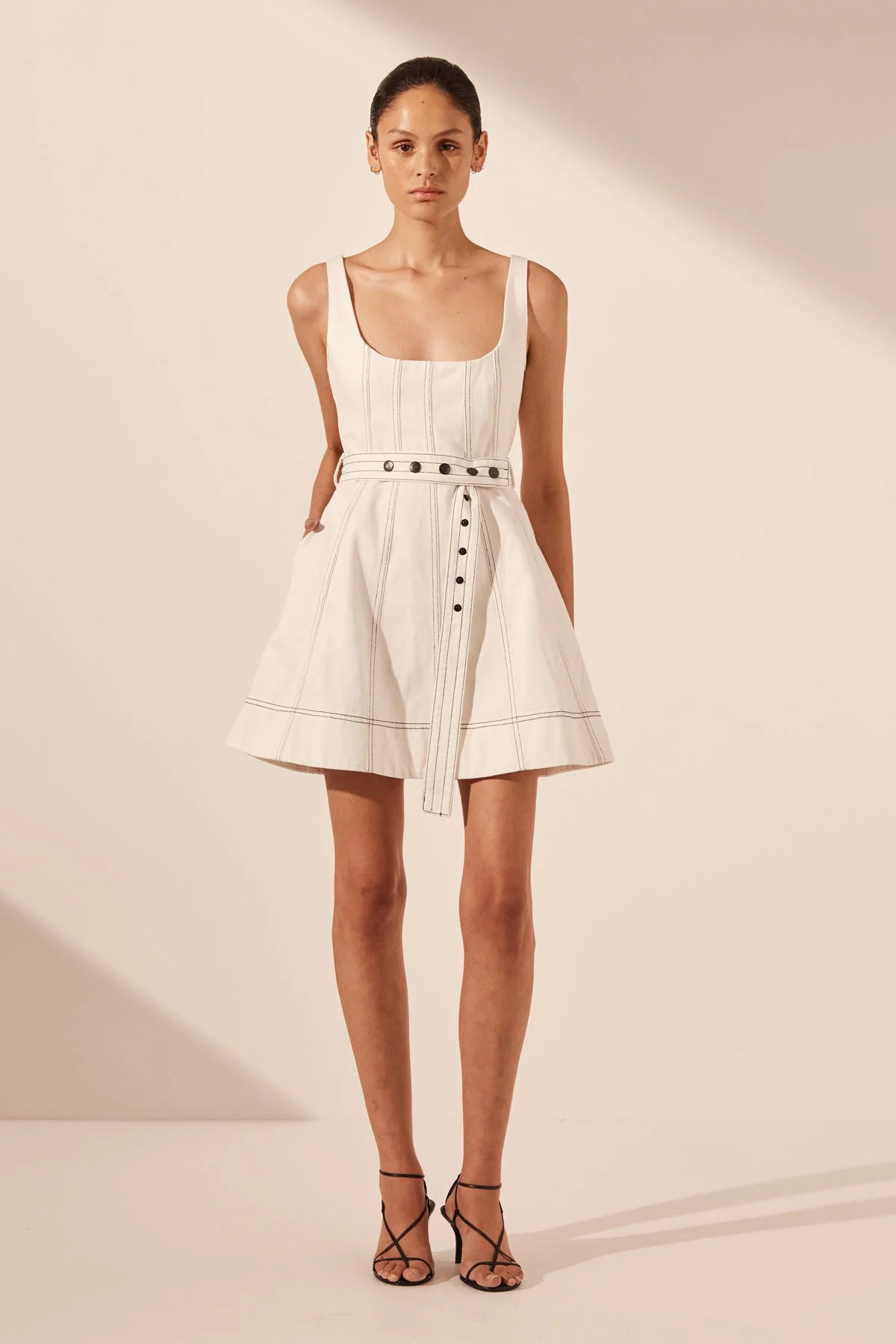 Hana Belted Mini Dress | Ivory | Dresses | Shona Joy | Shona Joy
