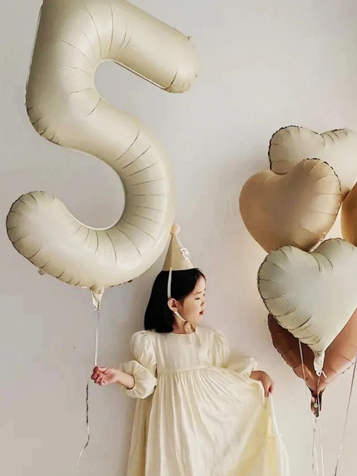 Mtrong Te 40 Inch 0-9 Cream White Number Foil Helium Balloons Birthday Party Decorations Balloons... | SHEIN