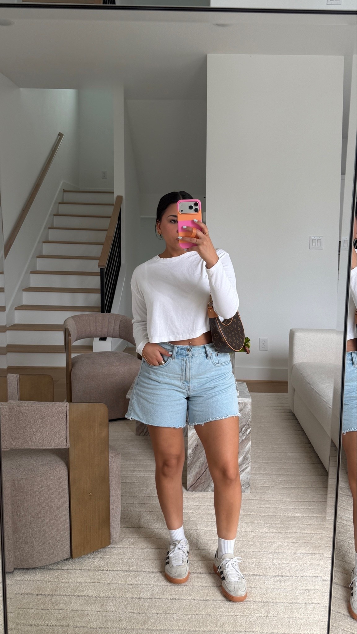 Errands comfy outfit 
Long sleeve: xs
Shorts: 26 
Sneakers: 4.5 men
White ankle socks 
LV loop bag

#LTKdayinmylife #LTKgrwm #LTKootd