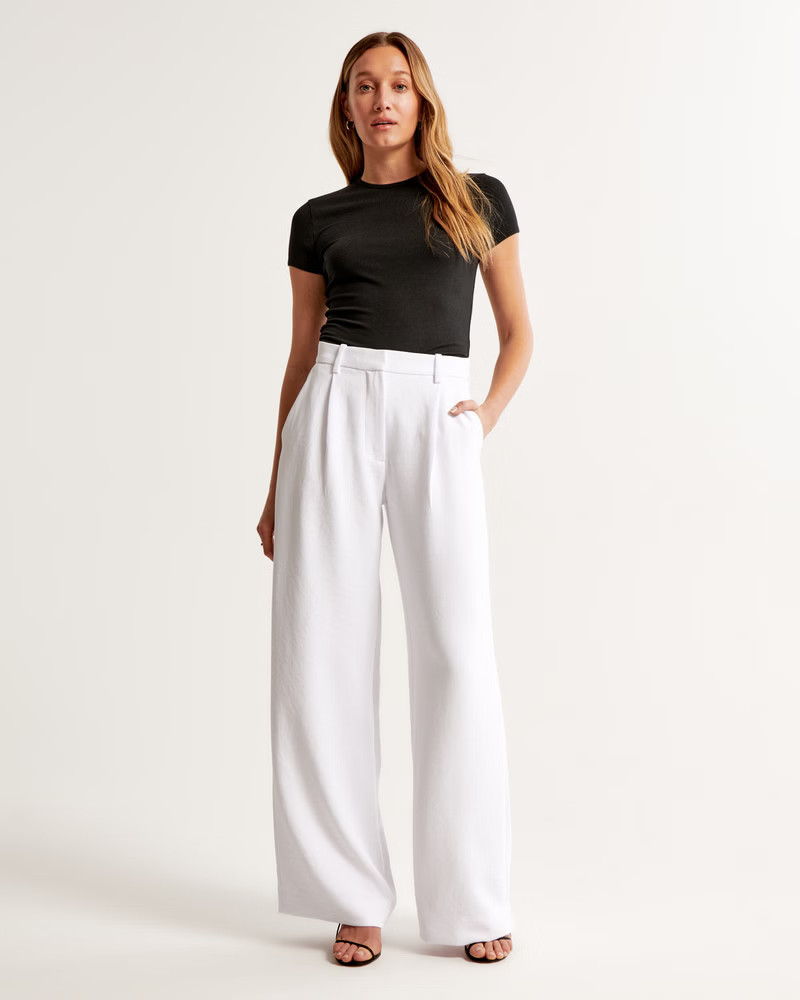 Women's A&F Harper Tailored Premium Crepe Pant | Women's Bottoms | Abercrombie.com | Abercrombie & Fitch (UK)