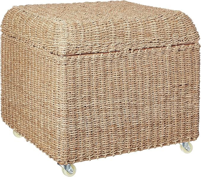 Household Essentials Rolling Seagrass Wicker Storage Seat | Amazon (US)