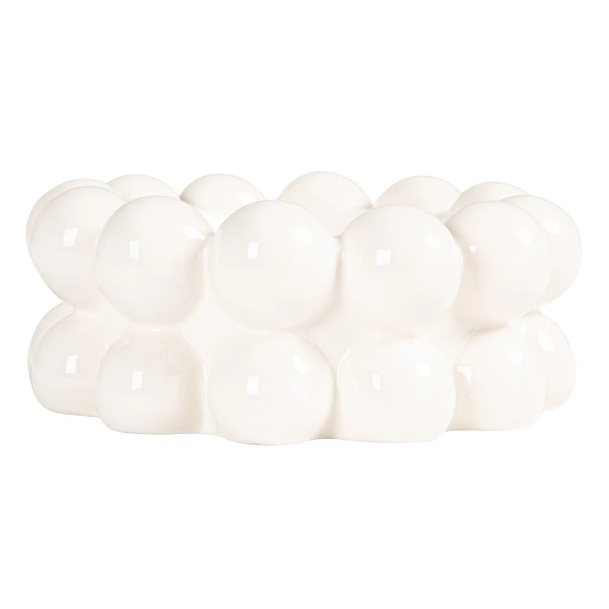 Stoneware Bowl With Raised Dots, White | Wayfair North America