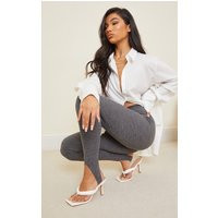 White PU Tube Toe Thong Mid Heel | PrettyLittleThing UK
