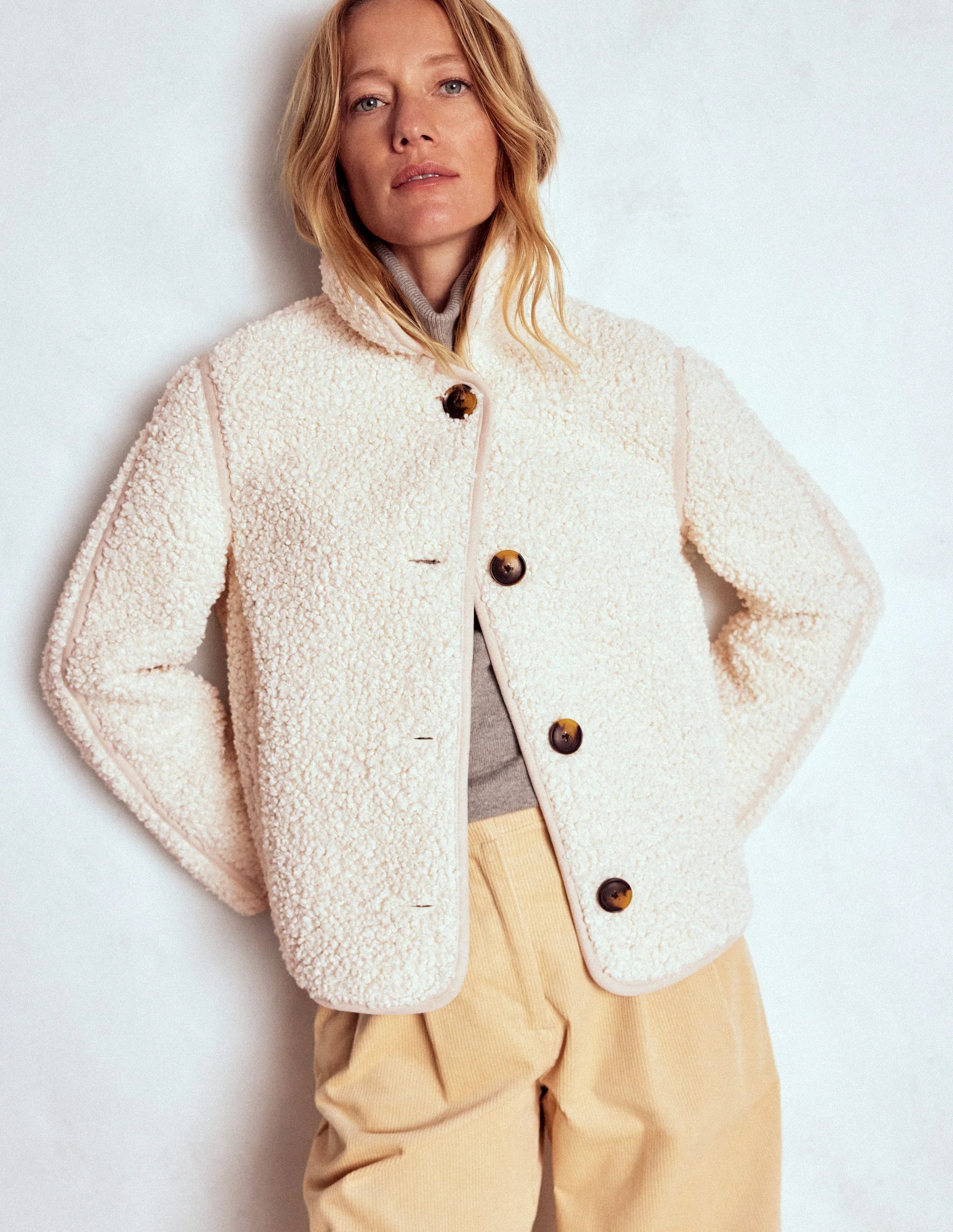 Borg Jacket-Curly Natural Borg | Boden (US)