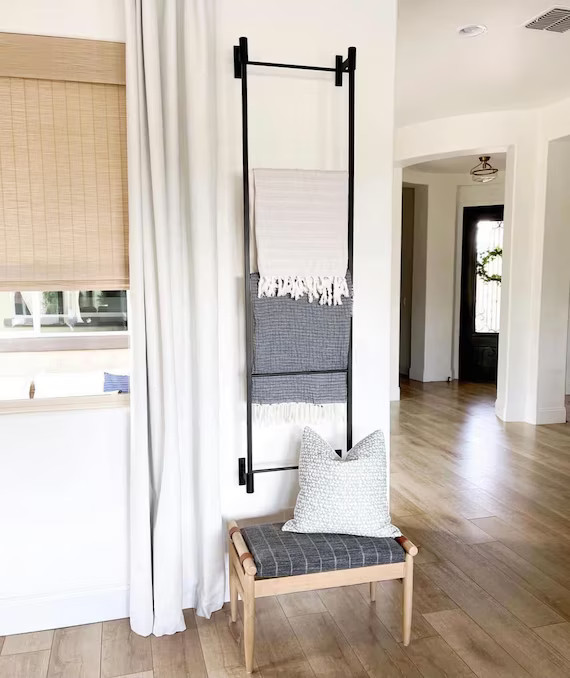 Blanket Ladder, Wall Mounted Blanket Ladder, Modern Farmhouse Decor, Metal Blanket Ladder, Home D... | Etsy (US)