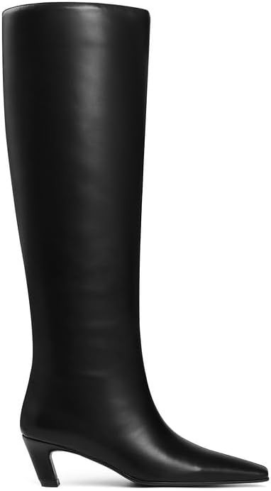CYNLLIO Womens Knee High Boots Square Toe Kitten Heel Tall Boots Pull on Wide Calf Black Boots Lo... | Amazon (US)