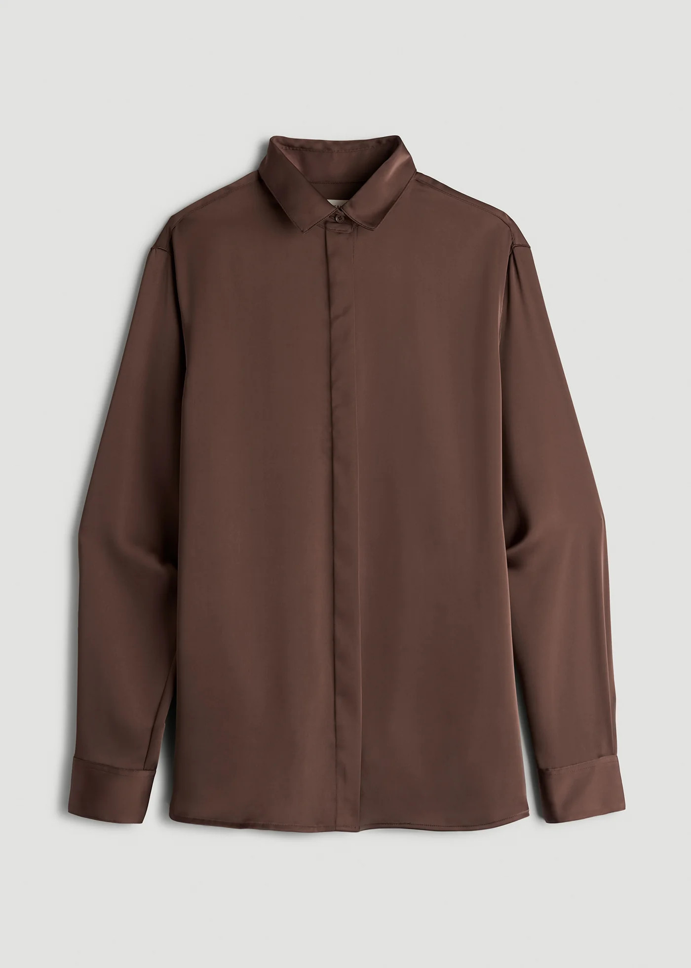 Relaxed Button-Up Blouse for Tall Women in Chocolate Mocha | American Tall