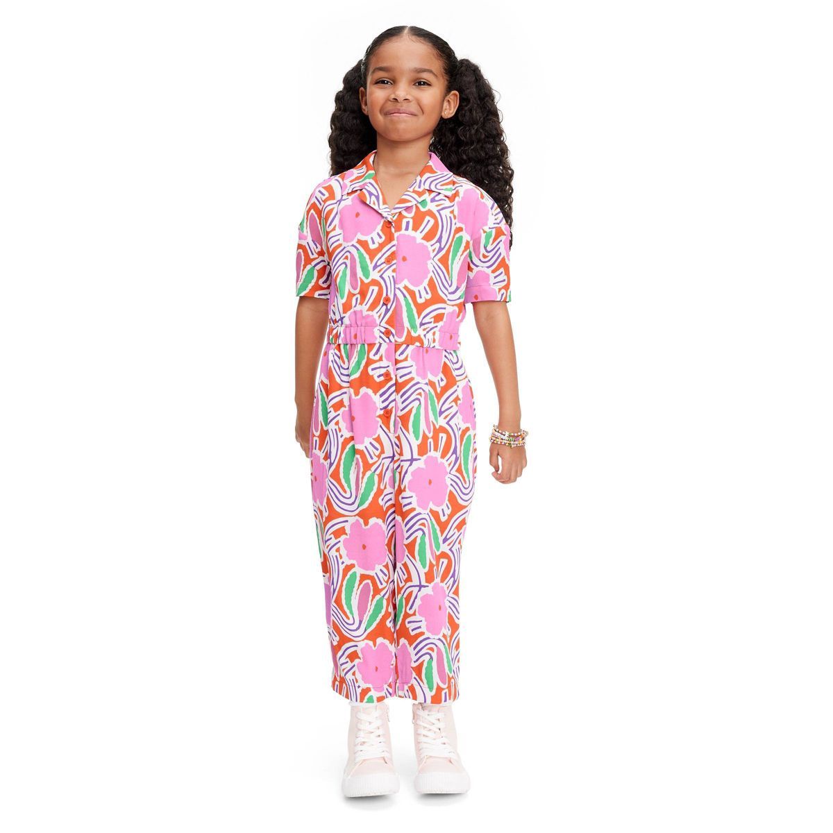 Kids' Short Sleeve Flower Groove Red Jumpsuit - DVF for Target | Target