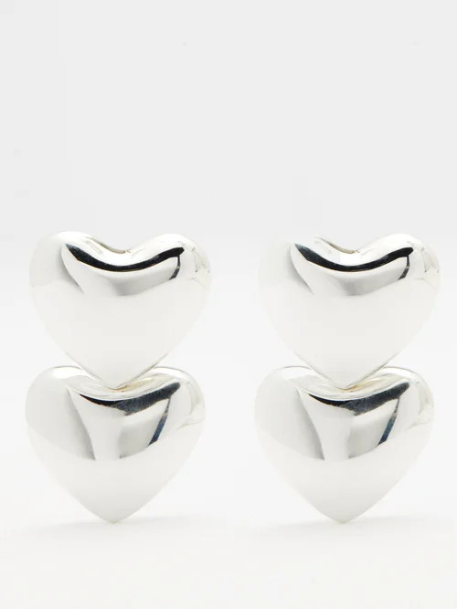 Annika Inez - Double Voluptuous Heart Sterling-silver Earrings - Womens - Silver | Matches (US)