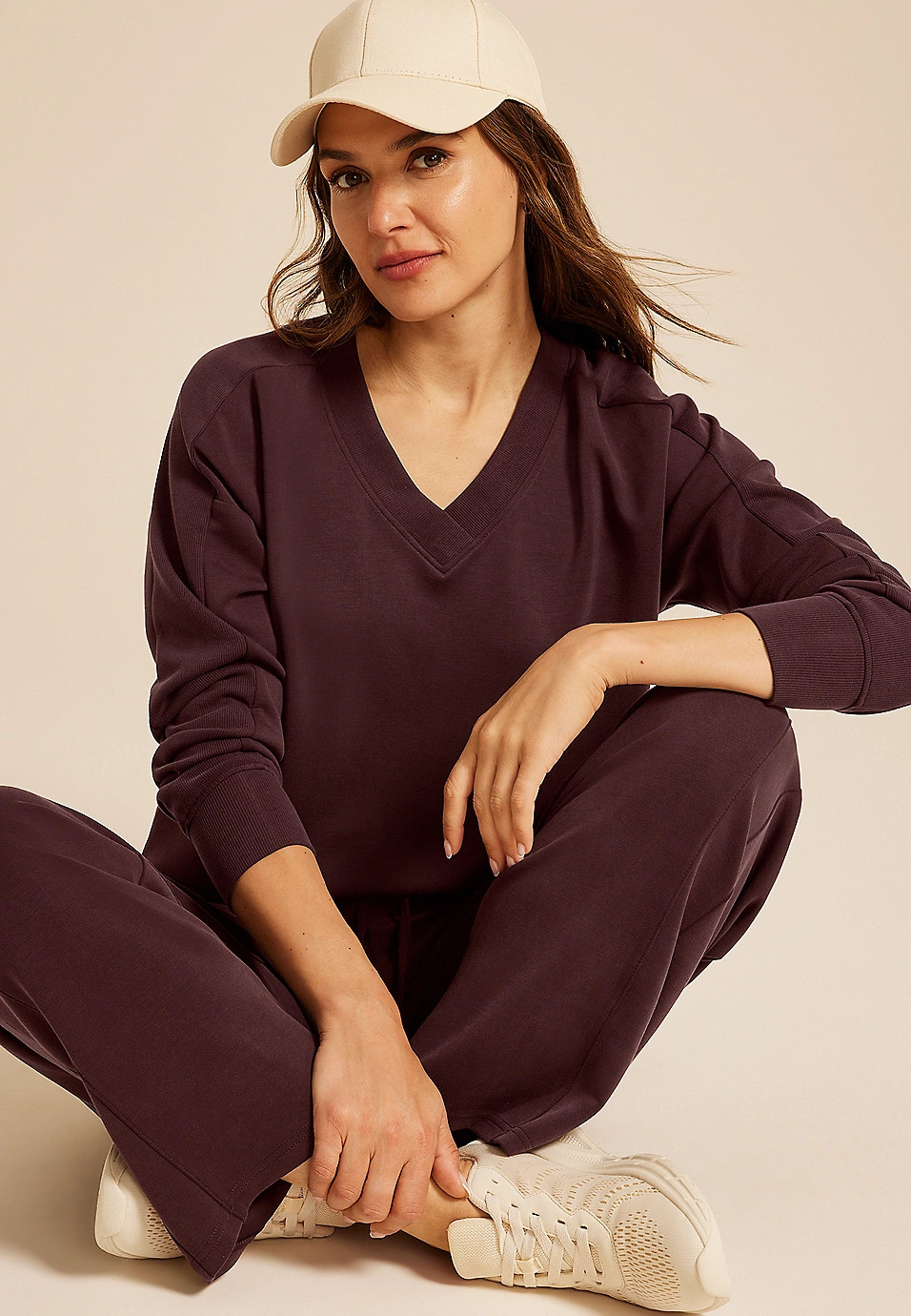 Scuba Knit V Neck Sweatshirt | Maurices