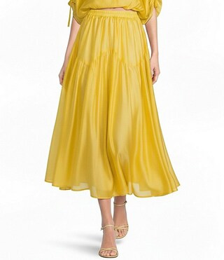 MELLODAY Coordinating Faux Silk Tiered A -Line Maxi Skirt | Dillard's | Dillard's