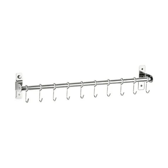 304 Stainless Steel Kitchen Rail With Hooks, 19.7 in / 50 cm Double Rod Wall Mount Kitchen Utensi... | Walmart (US)