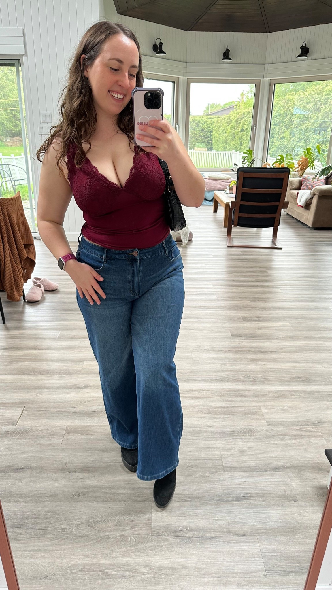 Another shot of my concert outfit from the other day! This outfit is the epitome of cute but comfy! Super stretchy flex jeans that fit like sweatpants, a built in bra top with a fully lace back, and the comfiest platform boots! 

#LTKPetite #LTKParties #LTKMidsize