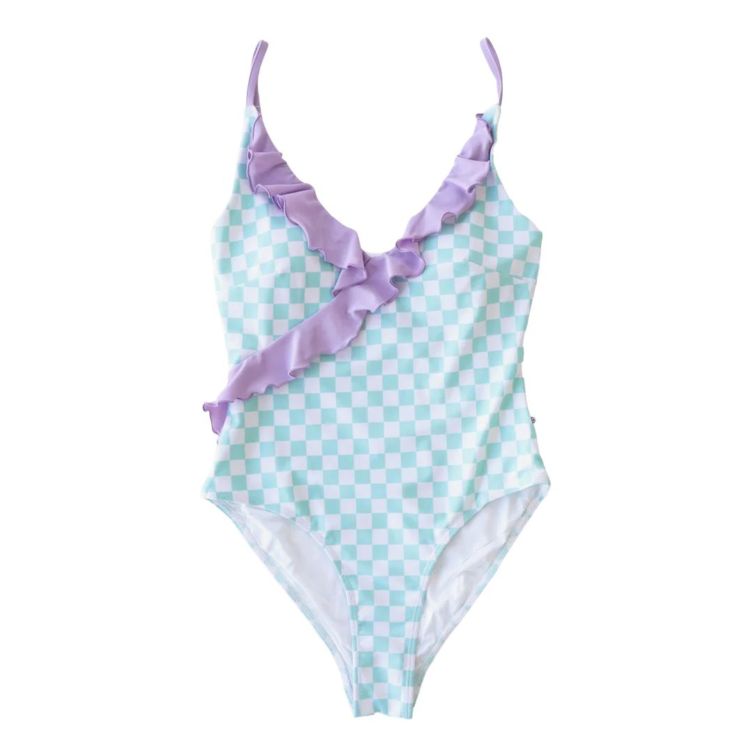 Women's Ruffled One-Piece Swimsuit | All Checked Out* | Caden Lane