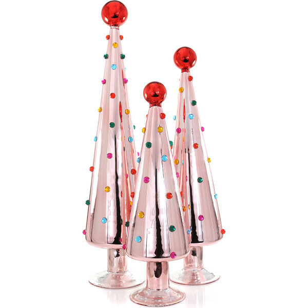 Decorated Dotted Trees, Pink Set of 3 | Maisonette