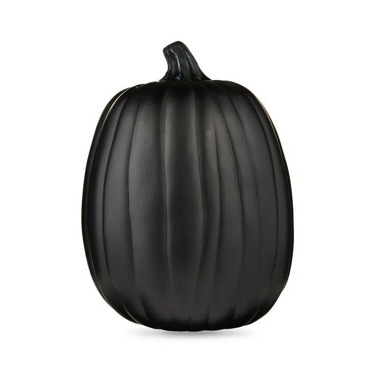 Halloween Craft Pumpkin Decoration, Glossy Black, 13", by Way To Celebrate - Walmart.com | Walmart (US)