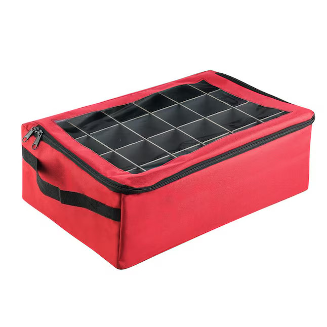 Hastings Home 48 -Compartment Red Polyester Ornament Storage Box | Lowe's