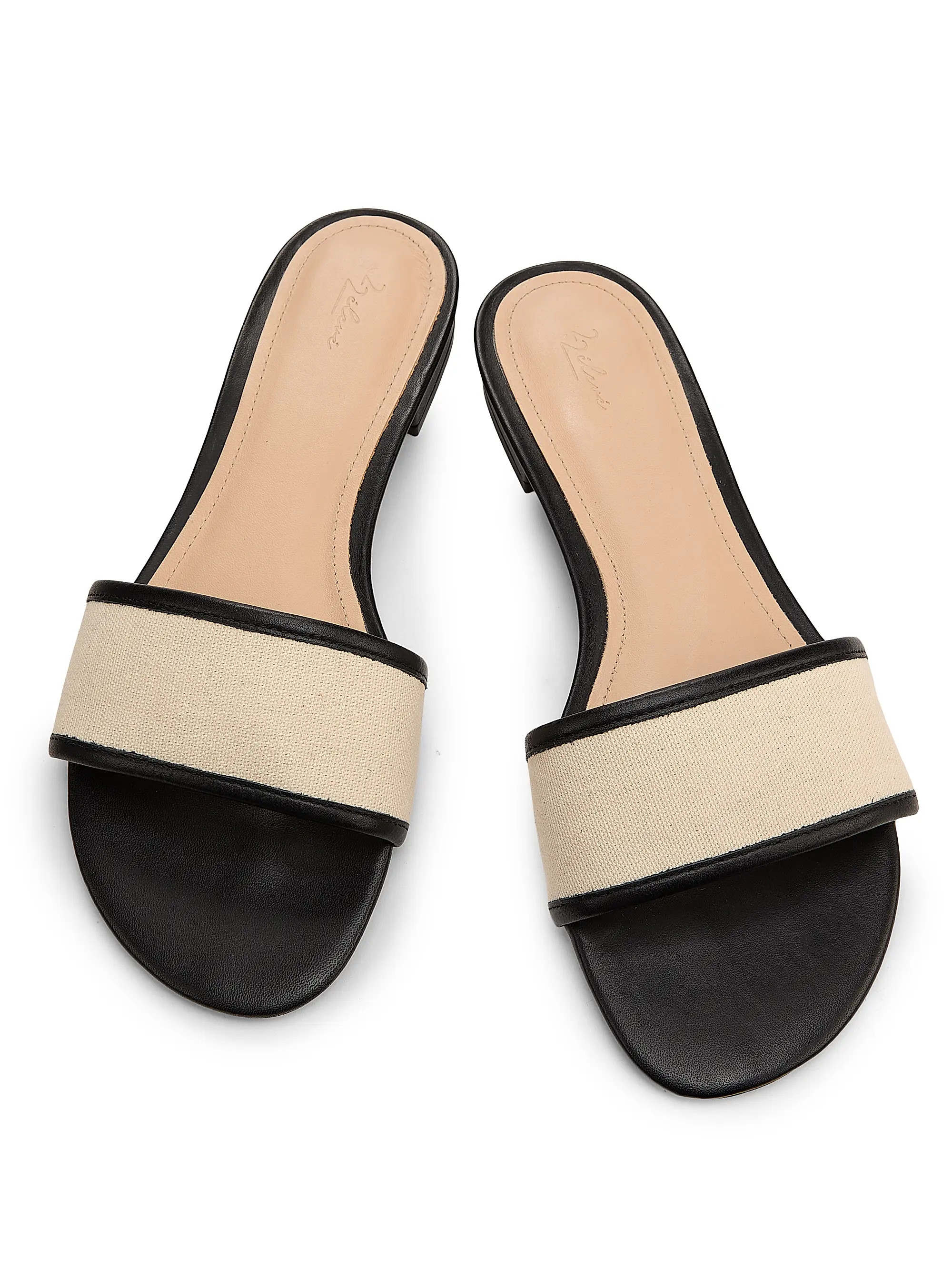 22élevé Leather-Trim Linen Flat Sandals | Saks Fifth Avenue | Saks Fifth Avenue