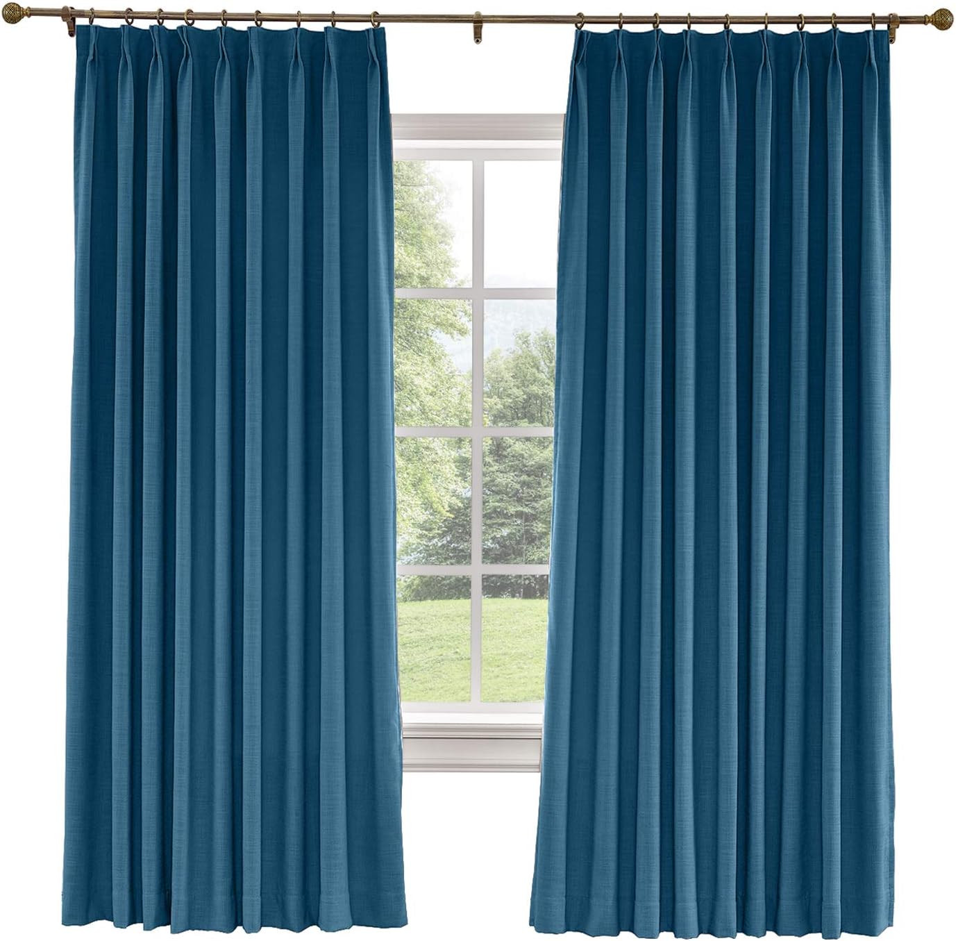 Drapifytex Extra Wide Pinch Pleated Drapery Faux Linen Room Darkening Curtain 150 Inches Width by... | Amazon (US)