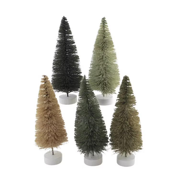 Christmas 4.0" Green Rainbow Trees Set 12 Bottle Brush Neutral  -  Decorative Figurines | Target