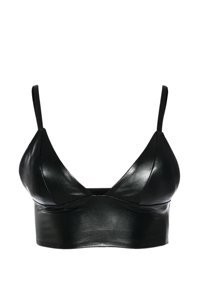 ITS A THANG FAUX LEATHER CROP TOP | AKIRA