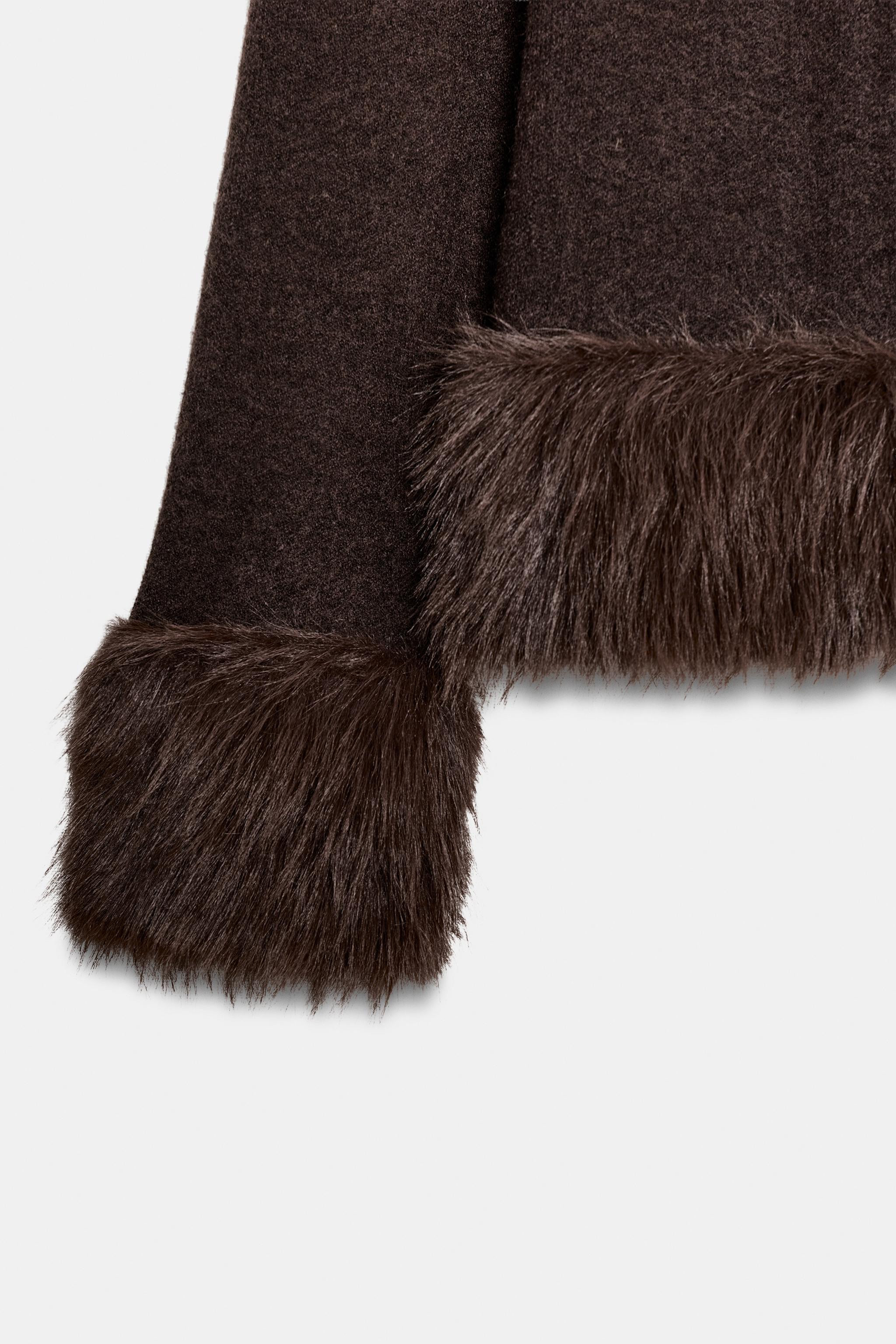 FAUX FUR TRIM KNIT CARDIGAN | Zara US