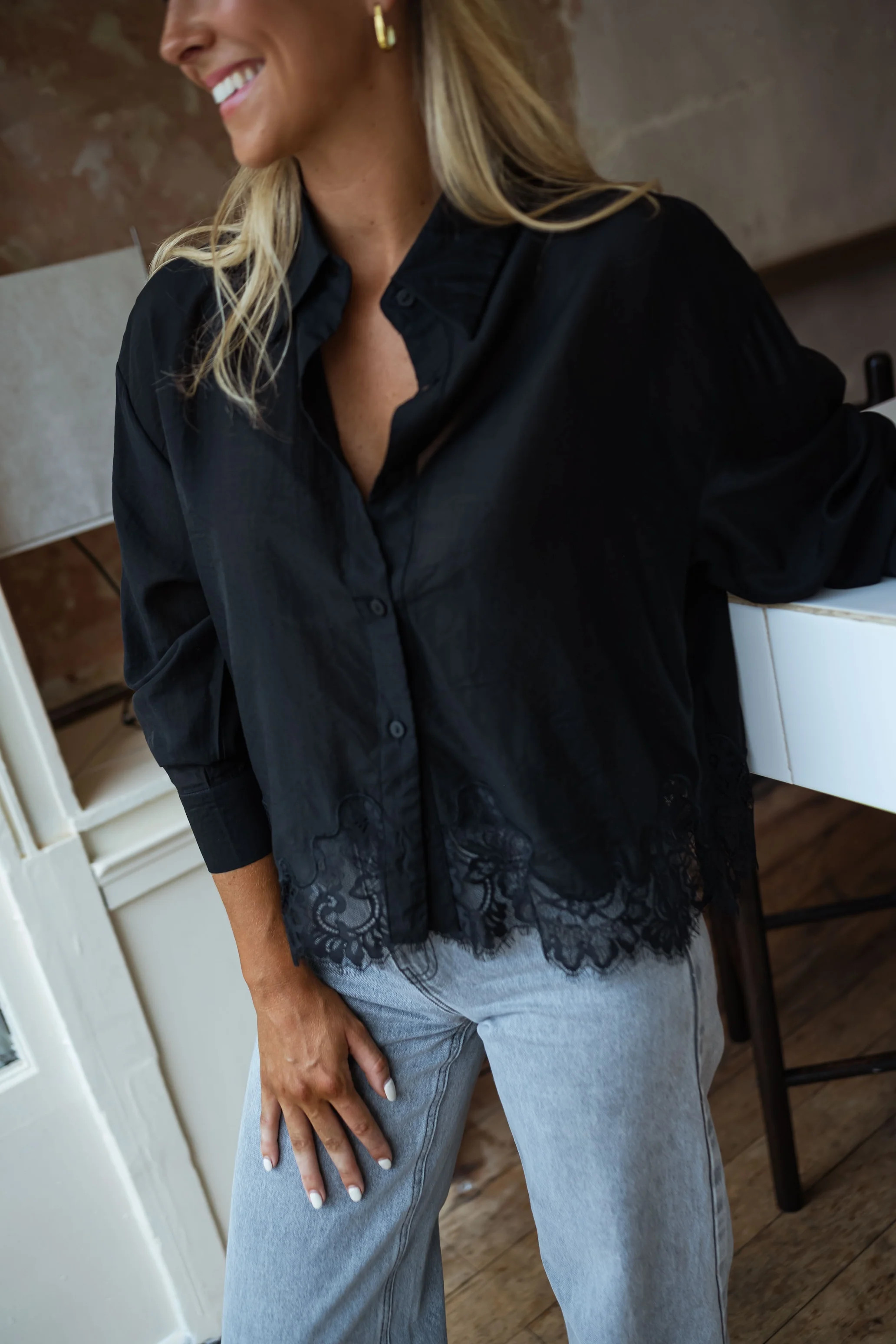 Black Ivan Lace Shirt | Easy Clothes