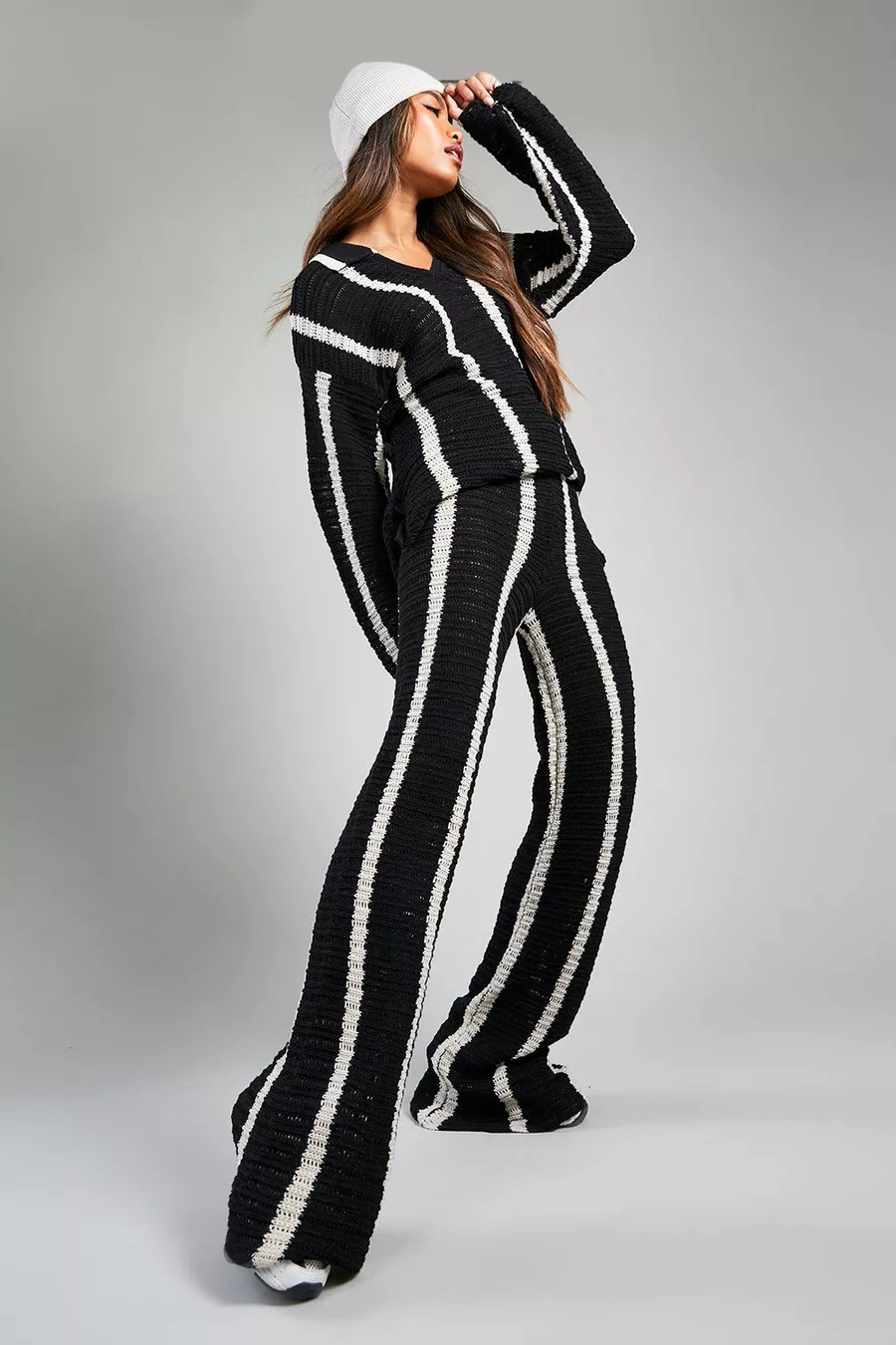 Stripe Crochet Knitted Two-Piece | boohoo (US & Canada)