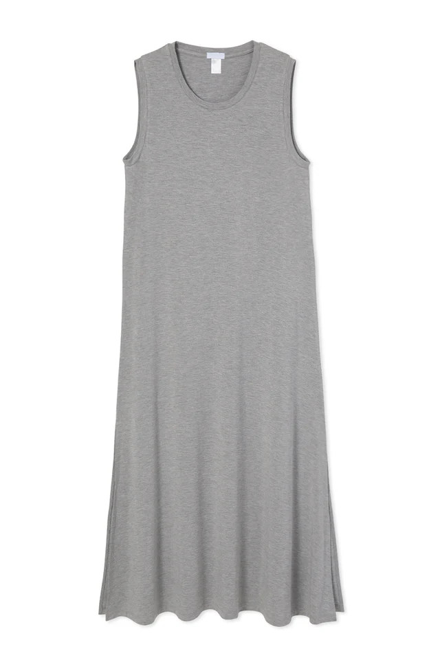 Bamboo Midi Tank Lounge Dress in Heather Gray | LAKE Pajamas