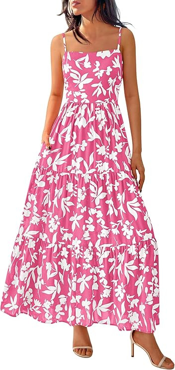 NOLLSOM Women's Summer Dress 2025 Casual Floral Boho Maxi Dresses Sleeveless Spaghetti Strap Long... | Amazon (US)