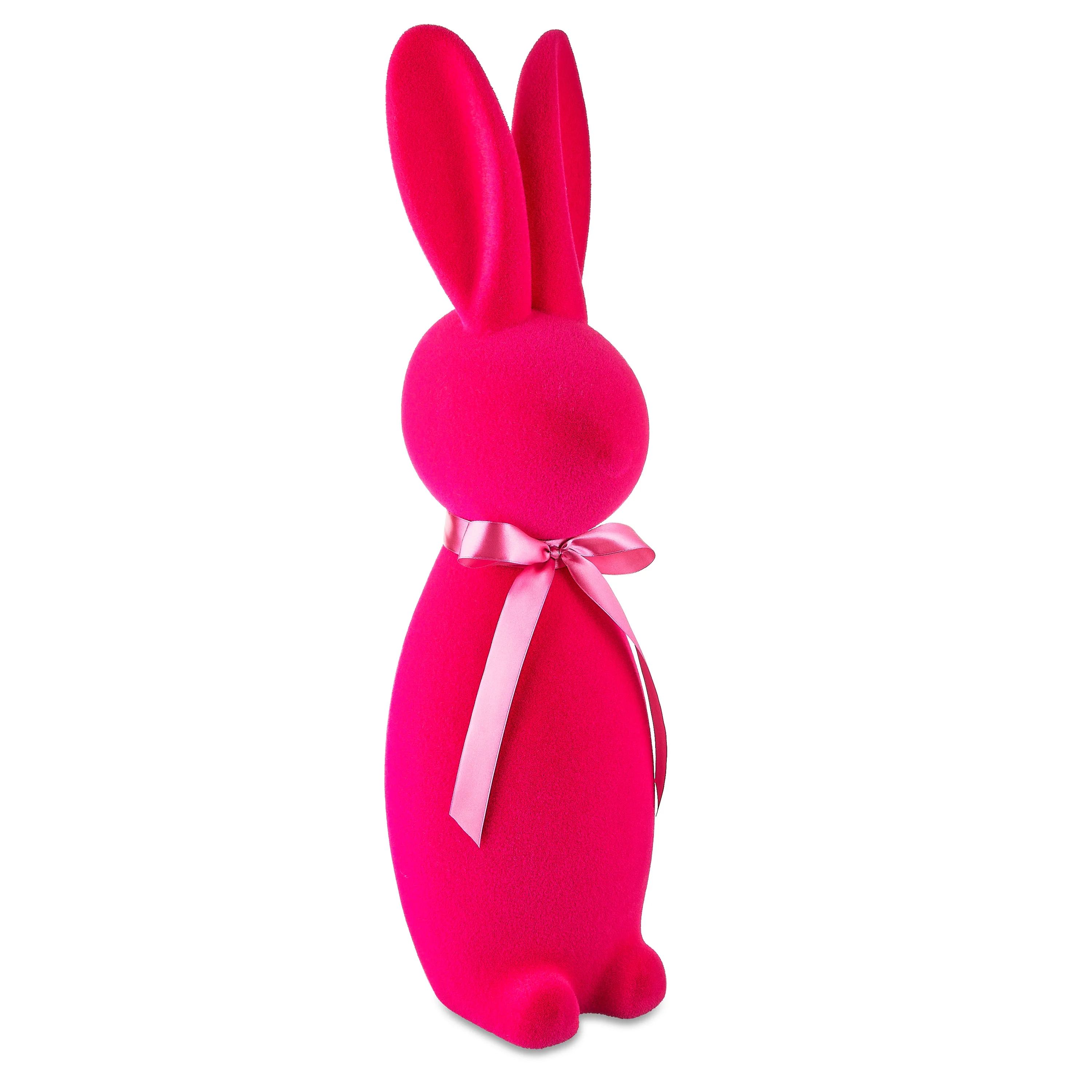 Easter Flocked Bunny Decor, Magenta, 27 Inch, Way To Celebrate - Walmart.com | Walmart (US)