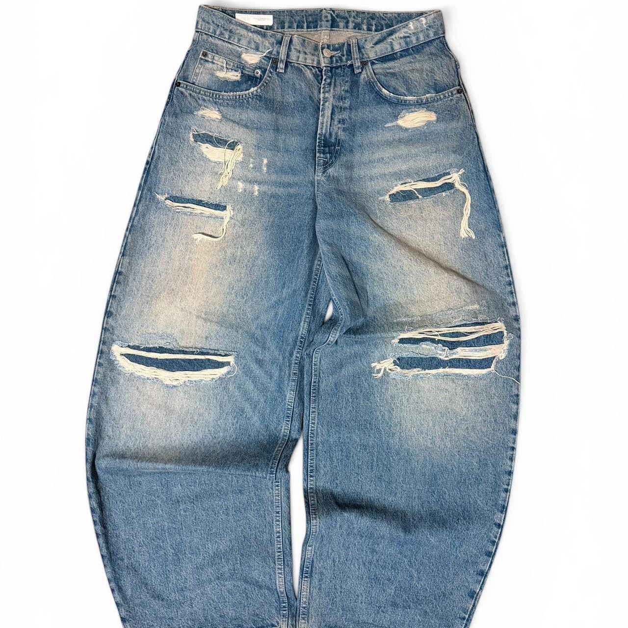 Zara Men's Distressed Jeans - Blue - 32 | Depop US