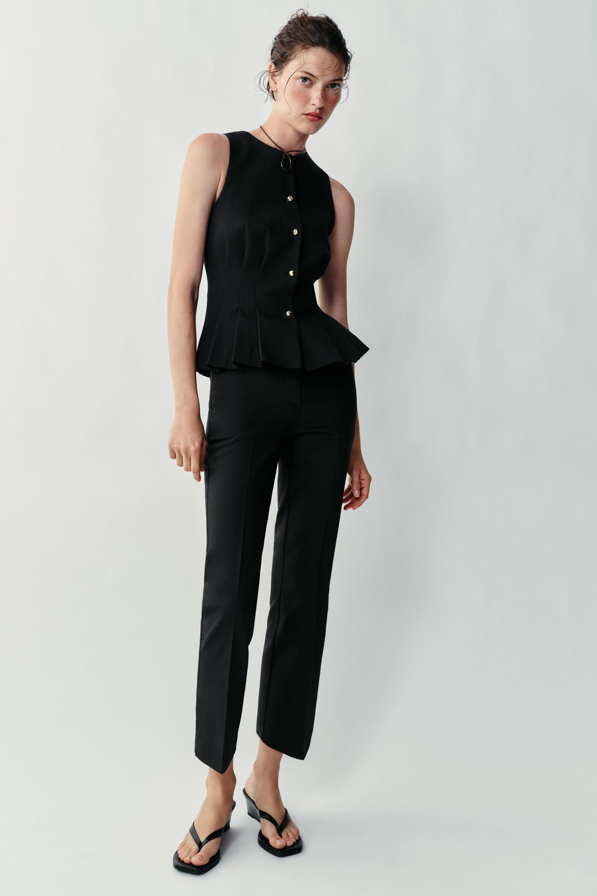 Zara - Pleated Vest - Black - L - Woman | Zara US