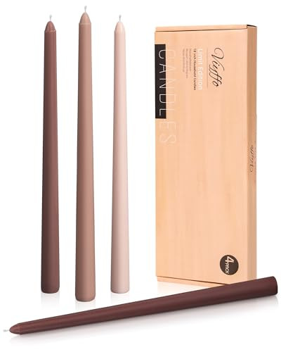 Amazon.com: Viyffo Brown Taper Candles 4 Pack Unscented 12 Inch Tapered Candle Sticks 8 Hours Bur... | Amazon (US)