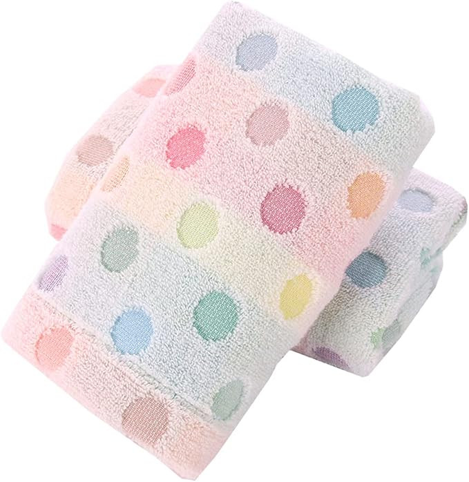 Pidada Hand Towels Set of 2 Colorful Polka Dot Pattern 100% Cotton Soft Absorbent Decorative Towe... | Amazon (US)