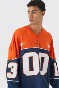 Mesh Varsity Hockey Jersey Top | boohooMAN (US & Canada)