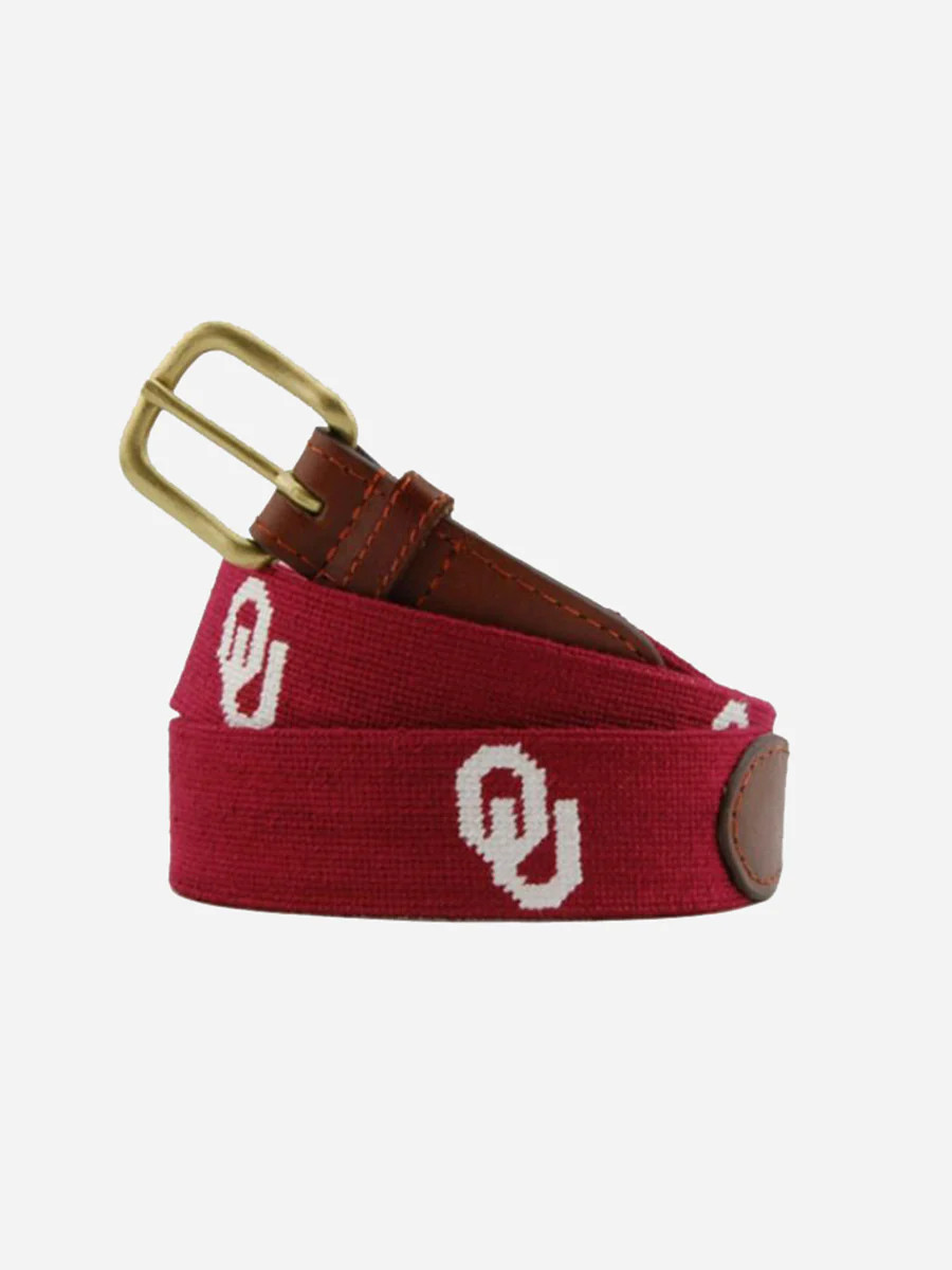 Smathers & Branson Men's University of Oklahoma Needlepoint Belt | Saint Bernard
