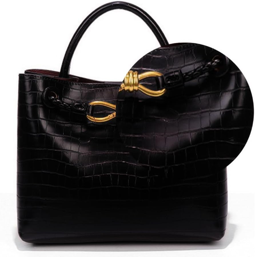 Genuine Leather Women's Top-handle Handbags Fashion Ladies Handbags Shoulder Bag Purse Woven Tote... | Amazon (US)