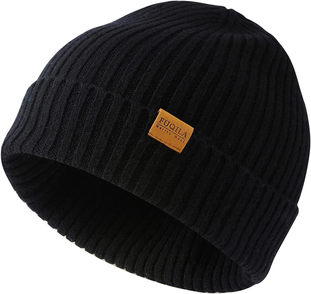 100% Merino Wool Cuff Beanie Hat, Unisex Warm Winter Caps Soft, Breathable & Cozy Stretchy Knitte... | Amazon (US)