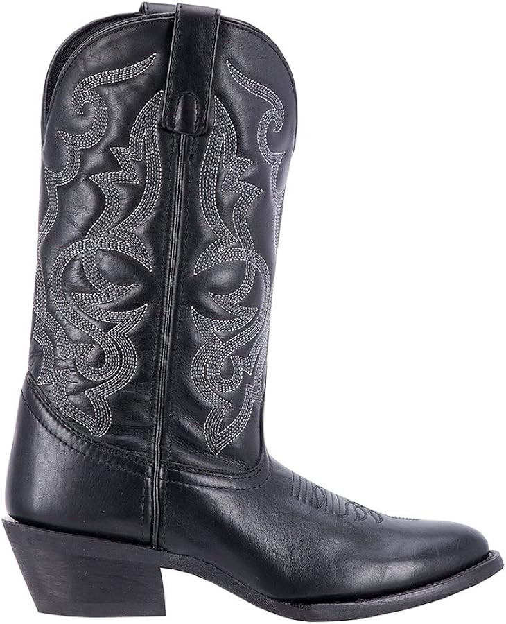 Laredo Womens Maddie Embroidered Round Toe Pull On Casual Boots Mid Calf Low Heel 1-2" - Black | Amazon (US)