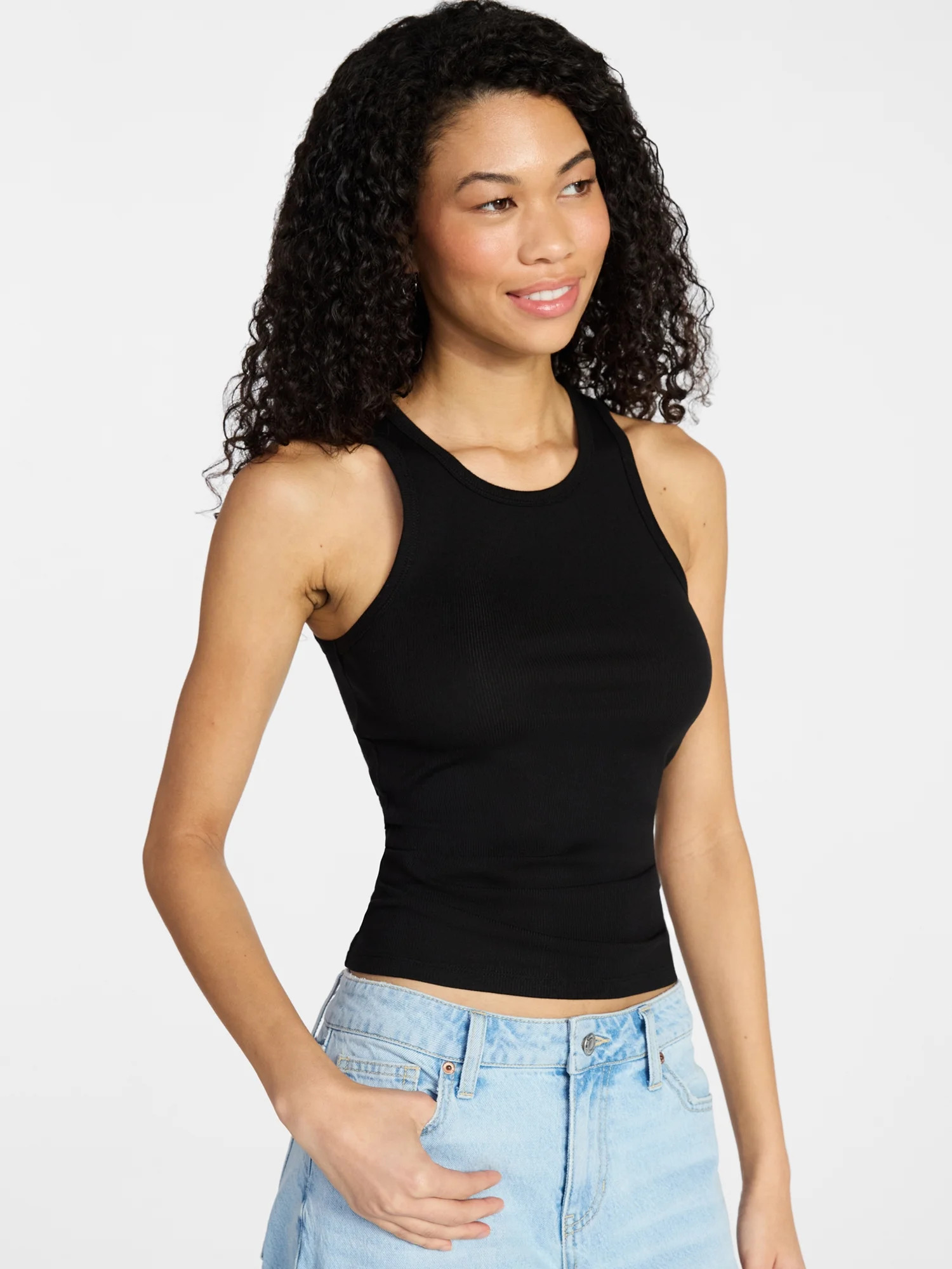 No Boundaries Ribbed High Neck Tank Top, Women's XXS-XXL | Walmart (US)