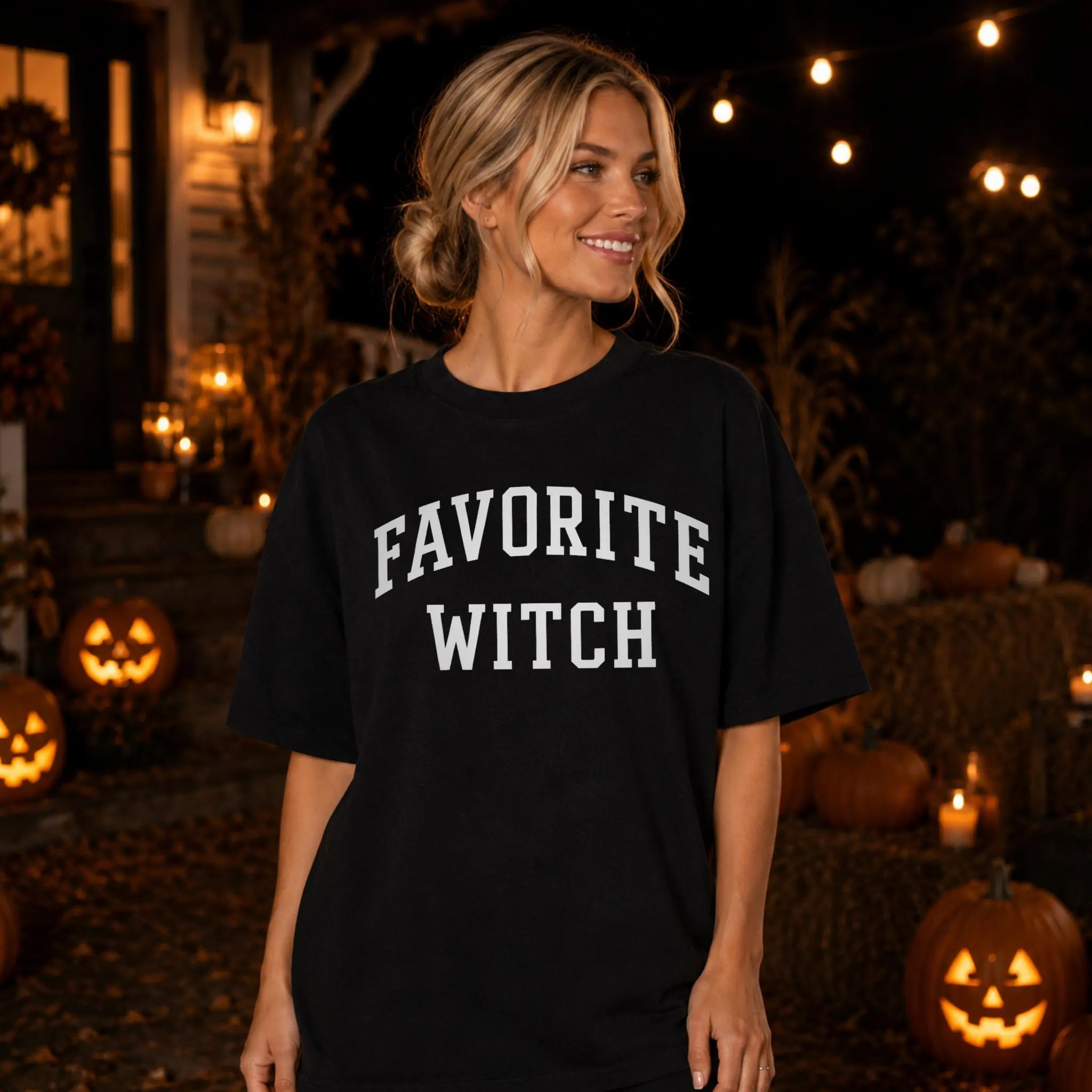 Favorite Witch Shirt, Women's Halloween T-Shirt, Collegiate Logo Graphic Tee, Cute Fall Shirt, Comfort Colors | Etsy (Global)